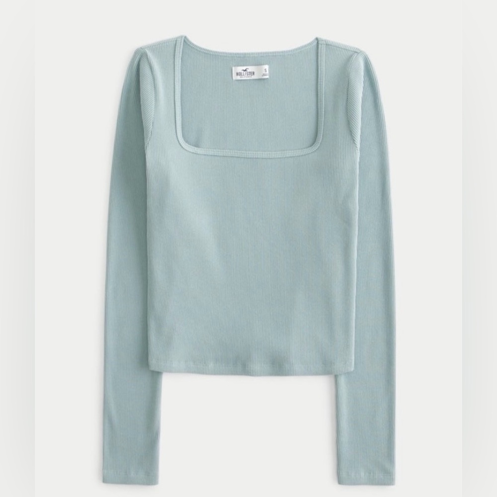 Ribbed Seamless Fabric Square Neck Top